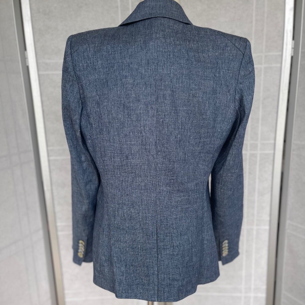 NWOT Veronica Beard Athens Blue Linen/Metallic Thread Dickey Jacket sz 10 - Picture 3 of 14